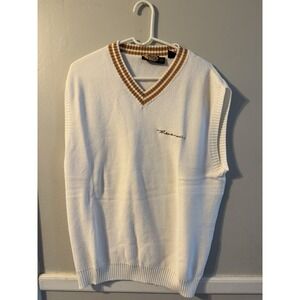 Timberland White V-Neck Pullover Knit Vest Sweater Sleeveless Mens Size M
